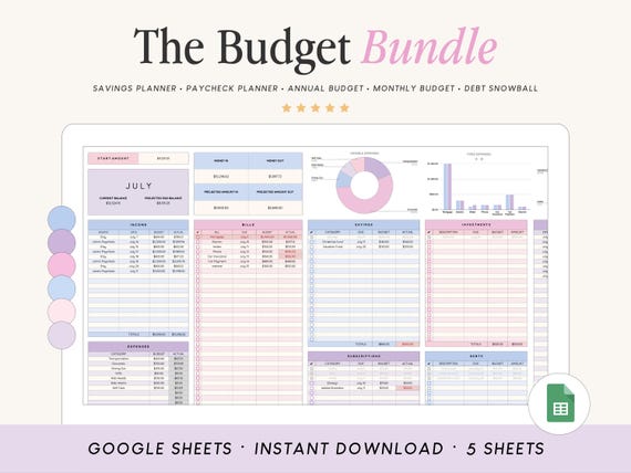 Budget Bundle Spreadsheet Template for Google Sheets Spreadsheet | Annual Budget | Monthly Budget | Savings Planner | Paycheck Budget
