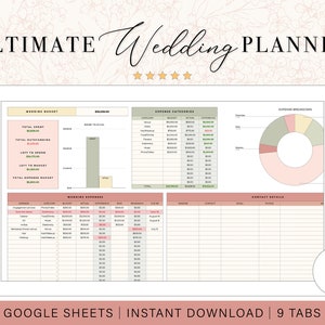 Wedding Planning Spreadsheet | Wedding Budget Planner | Wedding Checklist | Wedding Guest List | Google Sheets Template