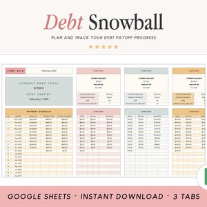 Debt Snowball Spreadsheet | Debt Payoff Tracker | Google Sheets Debt Snowball Spreadsheet Template | Budget Spreadsheet image 1