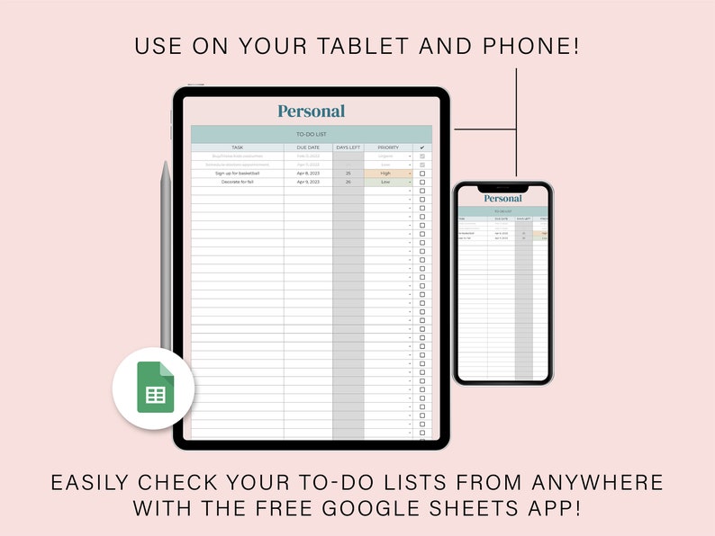 Task Tracking Spreadsheet Task Planner Digital to Do List - Etsy
