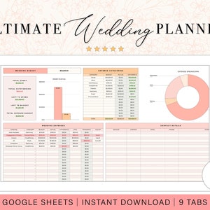 Wedding Planning Spreadsheet | Wedding Budget Planner | Wedding Checklist | Wedding Guest List | Google Sheets Template