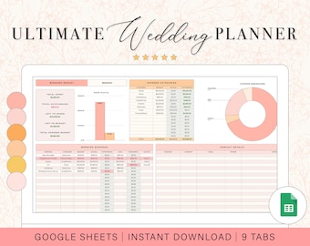Wedding Planning Spreadsheet | Wedding Budget Planner | Wedding Checklist | Wedding Guest List | Google Sheets Template
