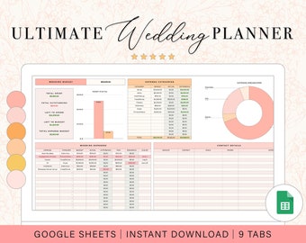 Wedding Planning Spreadsheet | Wedding Budget Planner | Wedding Checklist | Wedding Guest List | Google Sheets Template