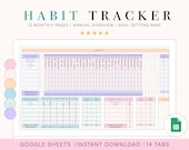 Digital Habit Tracker | Habit Tracking Spreadsheet | Google Sheets Spreadsheet Template | Goal Planner | ADHD Habit Tracker