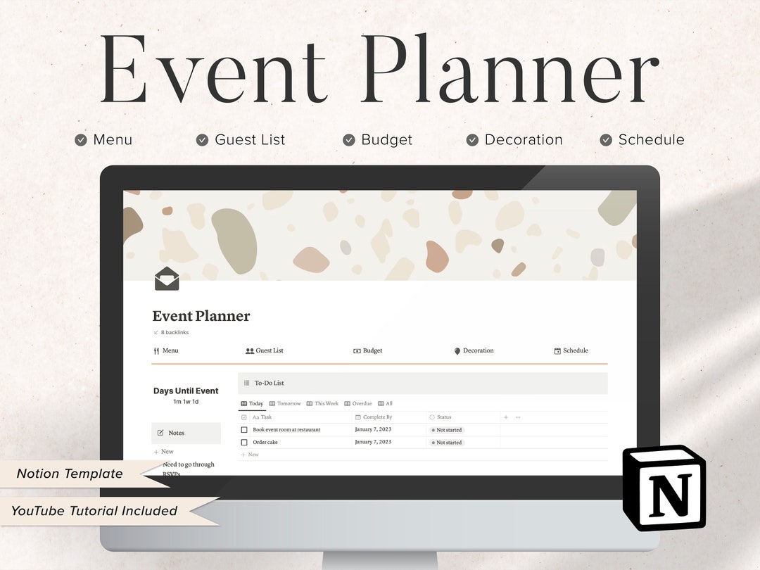 Notion Event Planner Template Digital Planner Party Planner Wedding