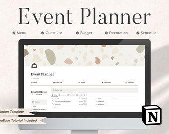 Plantilla de planificador de eventos de noción / Planificador digital / Planificador de fiestas / Planificación de bodas / Plantilla de noción para planificación de eventos
