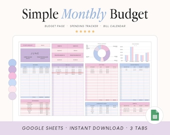 Monthly Budget Spreadsheet | Google Sheets Budget Template | Monthly Budget Planner