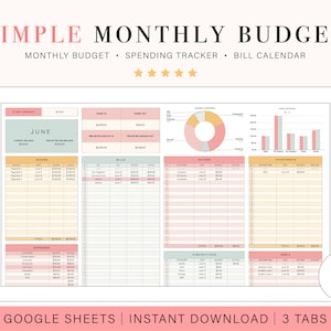 Monatliche Budget Tabelle | Google Sheets Budget Vorlage | Monatlicher Haushaltsplaner