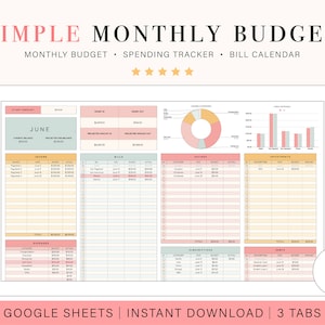 Monthly Budget Spreadsheet | Google Sheets Budget Template | Monthly Budget Planner