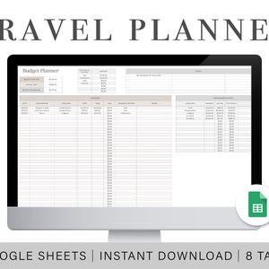 Digital Travel Planner | Google Sheets Spreadsheet | Packing List | Vacation Budget Planner | Trip Itinerary