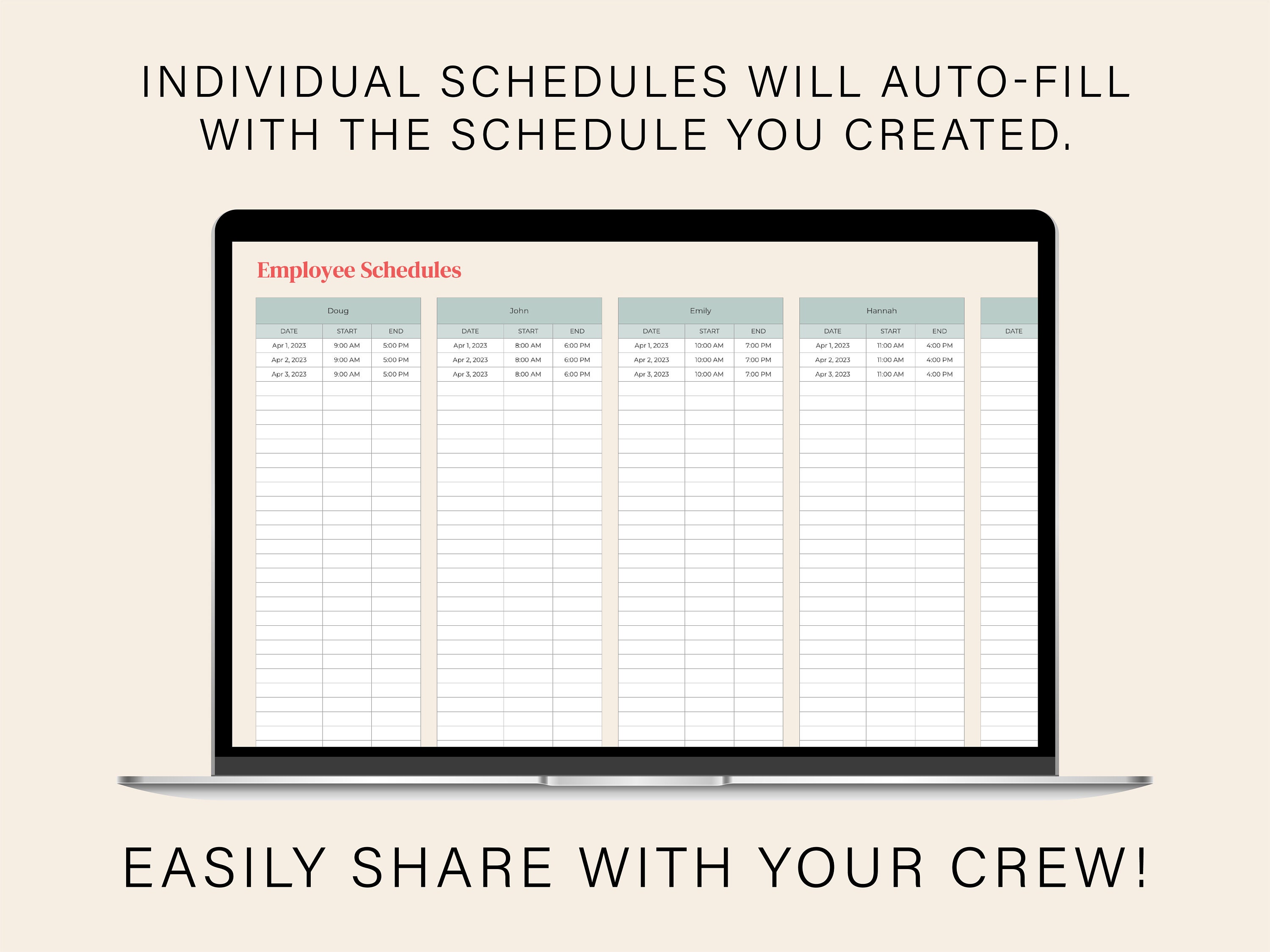 Employee Info and Absence Tracker Monthly Employee Schedule - Etsy