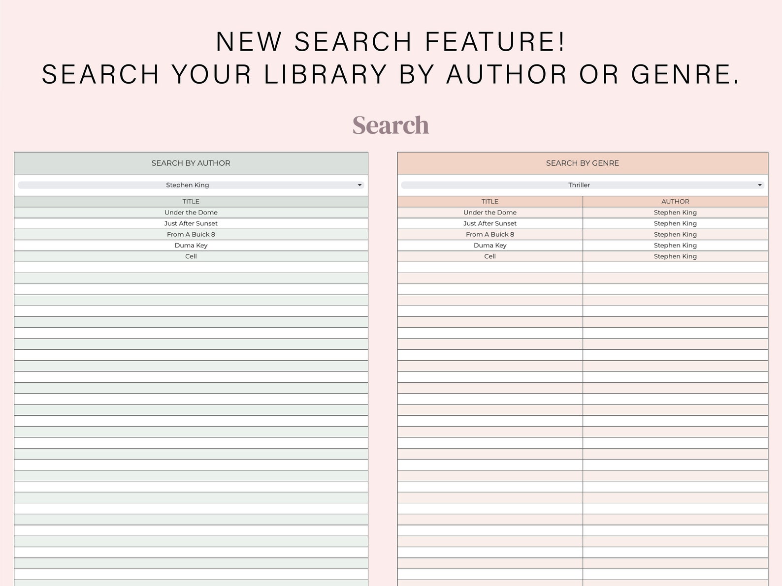Book Tracker Spreadsheet Reading Log Google Sheets Etsy