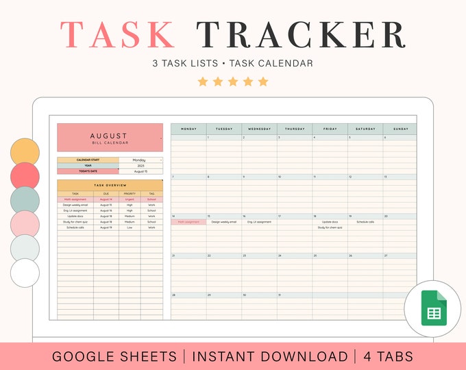 Task Tracker Spreadsheet | Google Sheets | to Do List | Planner ...