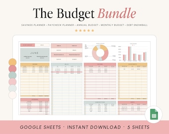 Budget Bundle Spreadsheet Template for Google Sheets Spreadsheet | Annual Budget | Monthly Budget | Savings Planner | Paycheck Budget