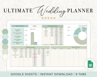 Wedding Planning Spreadsheet | Wedding Budget Planner | Wedding Checklist | Wedding Guest List | Google Sheets Template