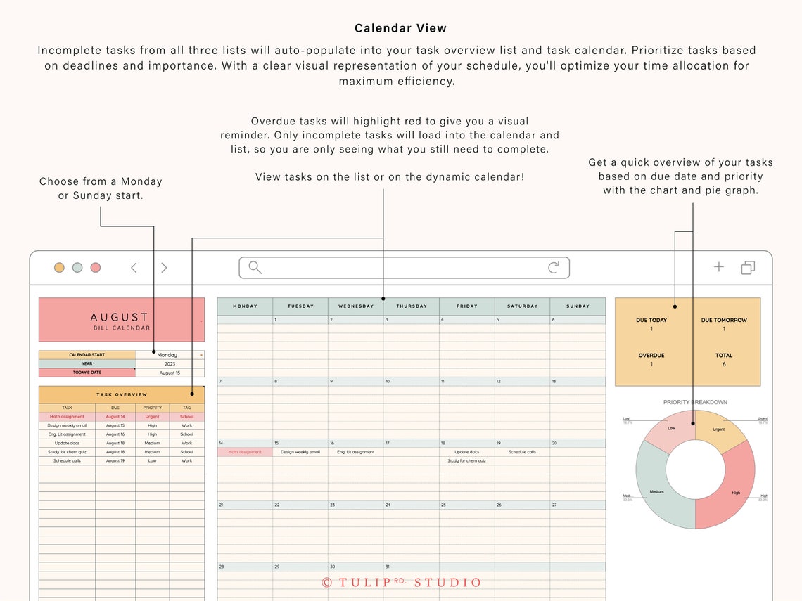 Task Tracking Spreadsheet | Task Planner | Digital to Do List | Google ...