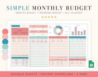 Monthly Budget Spreadsheet | Google Sheets Budget Template | Monthly Budget Planner