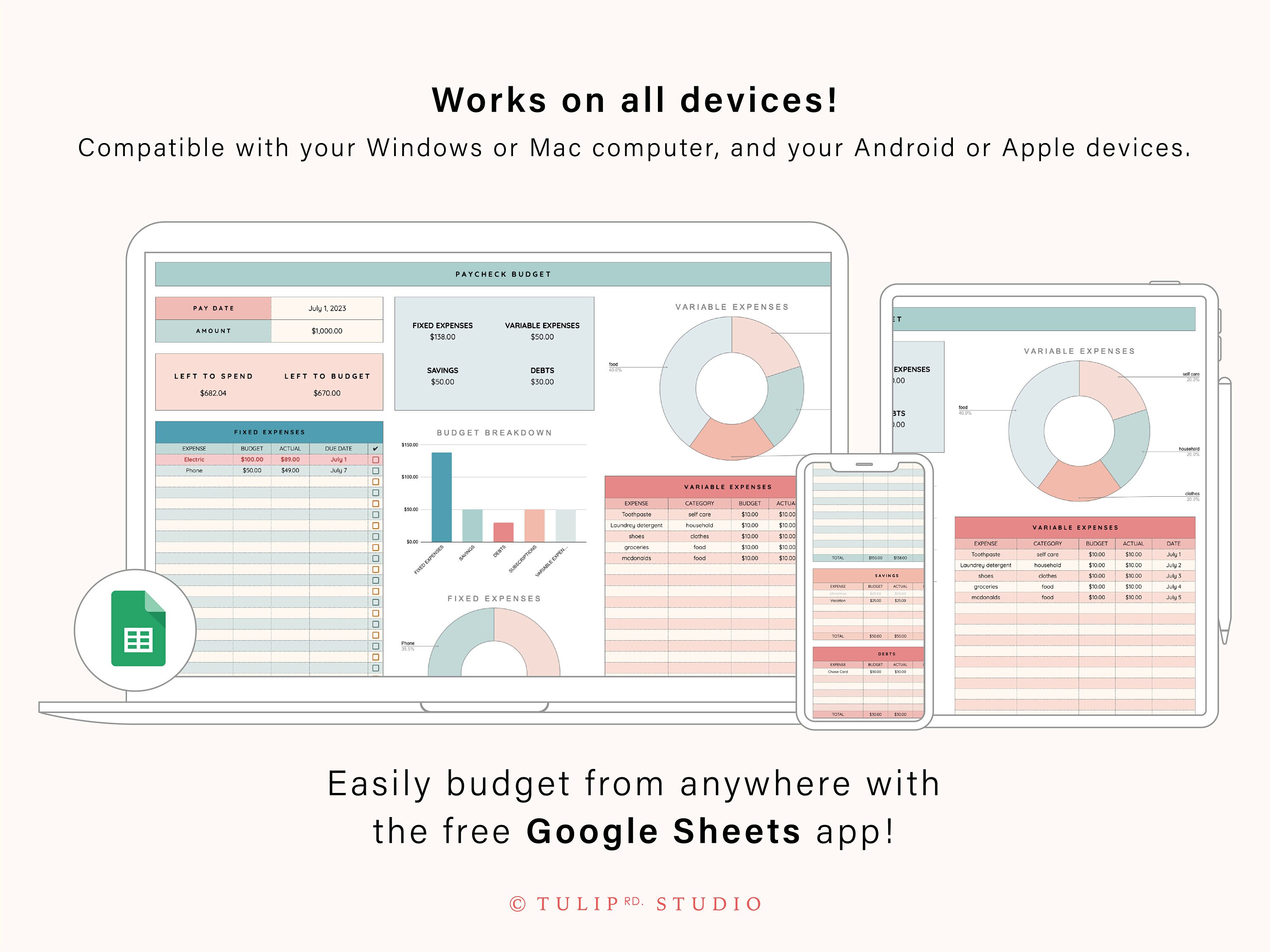 Paycheck Budget Spreadsheet for Google Sheets Template for Budgeting ...