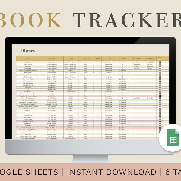 Book Tracker Spreadsheet | Reading Log | Google Sheets | Bibliophile Spreadsheet