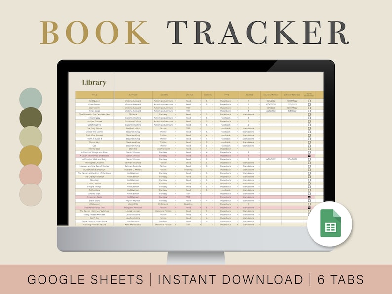 Book Tracker Spreadsheet Reading Log Google Sheets Bibliophile
