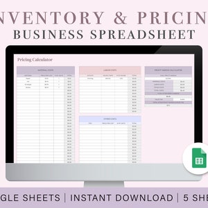 Pricing Calculator | Inventory Spreadsheet | Small Business Spreadsheet | Google Sheets Template | Business Management Spreadsheet