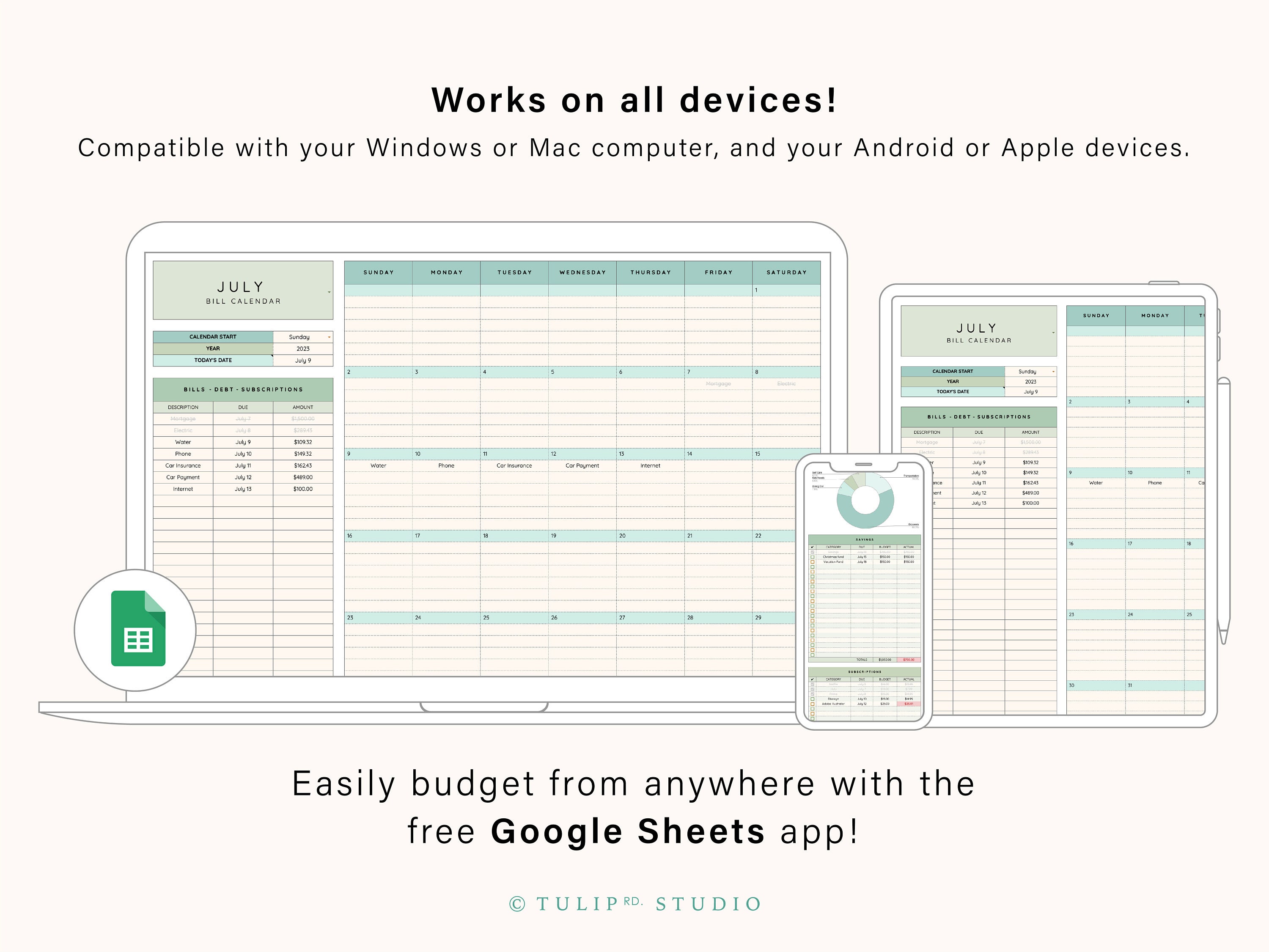 Budget Bundle Spreadsheet Template for Google Sheets Spreadsheet ...