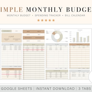 Monatliches Budget-Kalkulationstabelle | Google Sheets Budget Vorlage | Monatlicher Budgetplaner