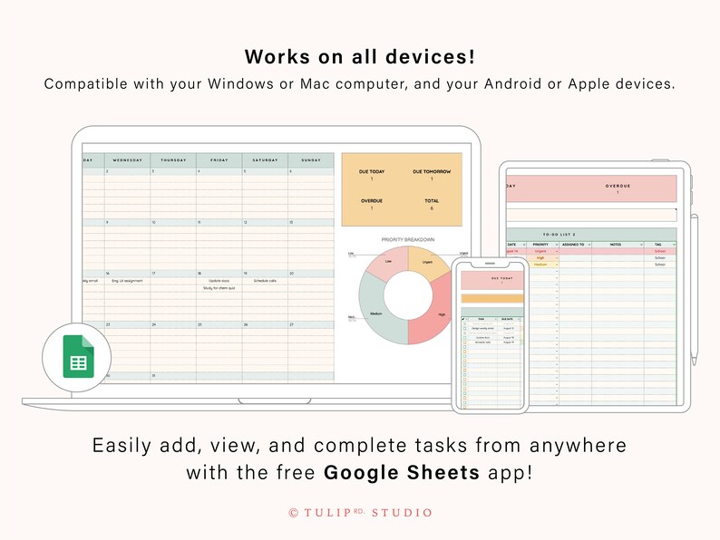 Task Tracking Spreadsheet | Task Planner | Digital to Do List | Google ...