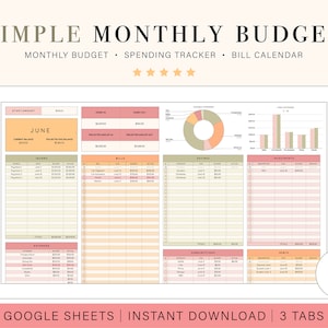 Monthly Budget Spreadsheet | Google Sheets Budget Template | Monthly Budget Planner