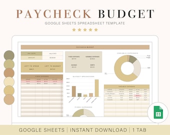 Paycheck Budget Spreadsheet for Google Sheets Template for Budgeting Paycheck Planner to Budget by Paycheck