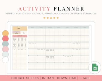 Activity Planner Spreadsheet | Google Sheets Template (Digital Download)