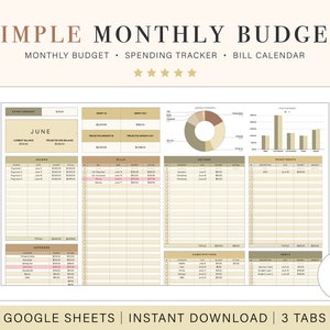 Monthly Budget Spreadsheet | Google Sheets Budget Template | Monthly Budget Planner