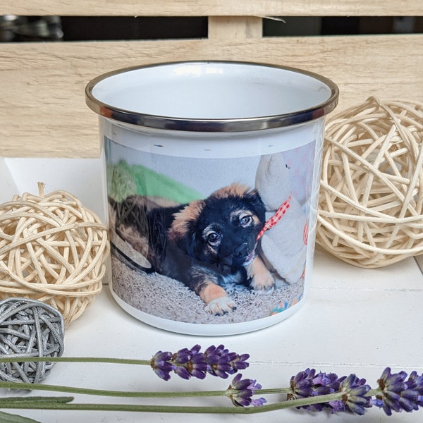 Emallie Fototasse für KIDs, Tasse mit Welpe, personalisiert, mit Namen, eigenes Design, Geschenk, Geburtstag, Hund