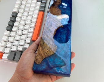 Reposamuñecas de madera de resina hecho a mano: soporte ergonómico para teclado