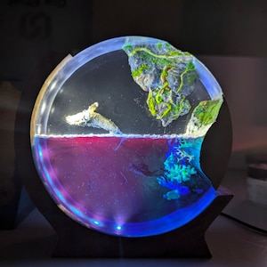 Whale Shark Resin Lamp: Ocean Night Light, Epoxy Wood Table Lamp