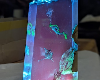 Lampa z żywicy dla nurków: Nocna lampka oceaniczna, lampa stołowa z drewna epoksydowego