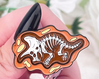 whimsical Orange Dinosaur Fossil Pin,Cute Enamel Pin,OrangeDinosaur Fossil Pin,Customized Name Kittens Keychain.Cute Accessories.