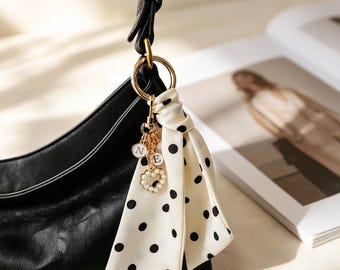 Personalized Handmade Silk Scarf Keychain,Custom Bag Charm with nameCharms, Stylish Accessory for Handbags&Keys, Gift for Women