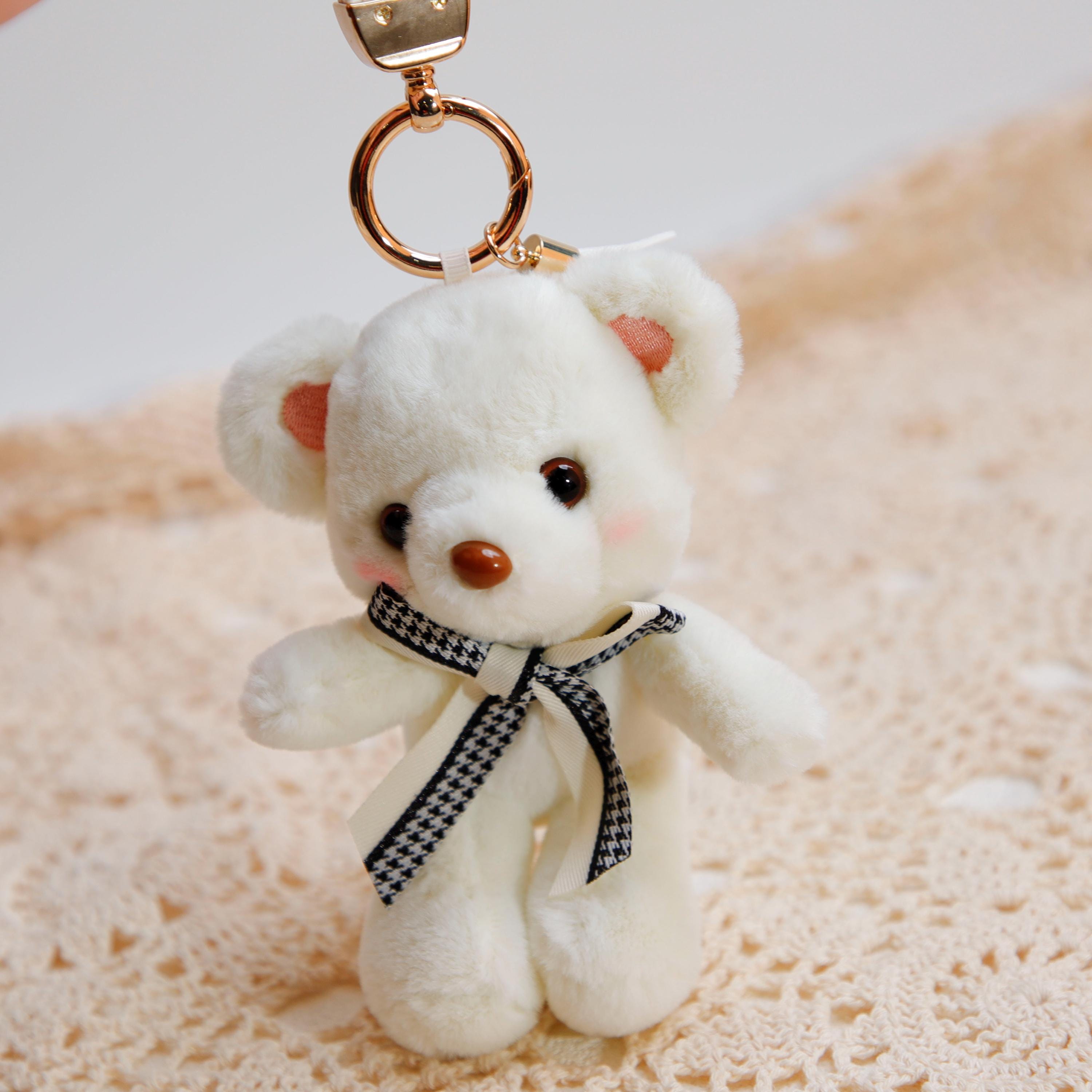 Adorable Plush Teddy Bear Keychain, Customizable Name Keyrings, Luxury ...
