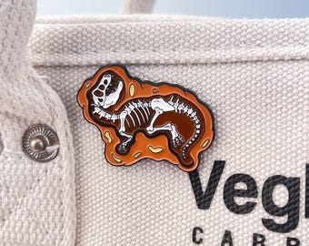 Funny Orange Dinosaur Skeleton Pin,Cute Enamel Pin,Orange Dinosaur Skeleton Pin,Customized Name Kittens Keychain.Cute Quirky Accessories.