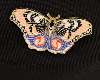 Sparkling Butterfly Brooch and Keychain, Customized name keyring,Butterfly Pin,Butterfly enamel pin Keychain Set,Cute enamel Pin keychain.