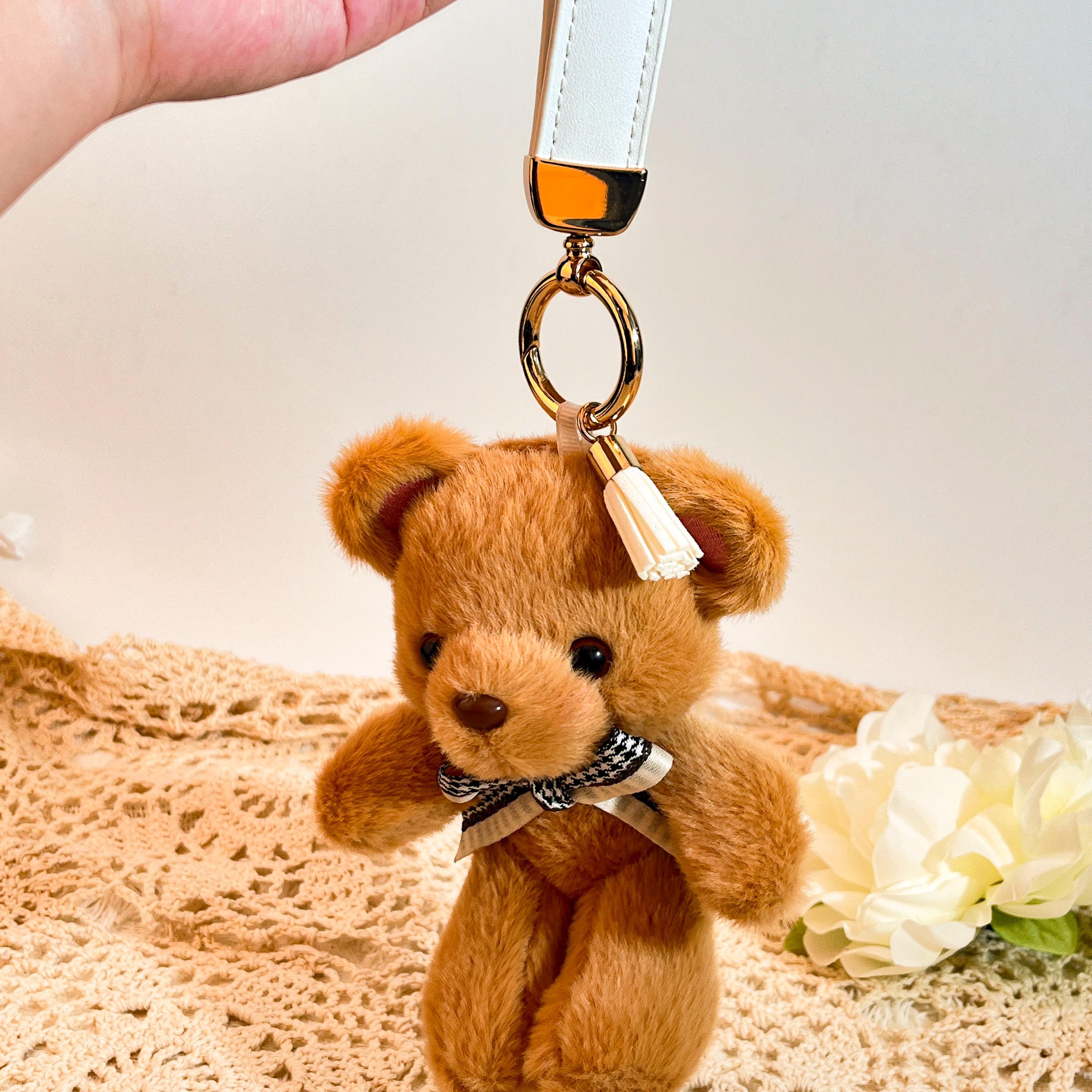 Adorable Plush Teddy Bear Keychain, Customizable Name Keyrings, luxury keychain, Tassel Animal Cartoon Charms, bag pendant decoration