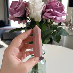 Pink opal crystal tower, high grade pink opal tower