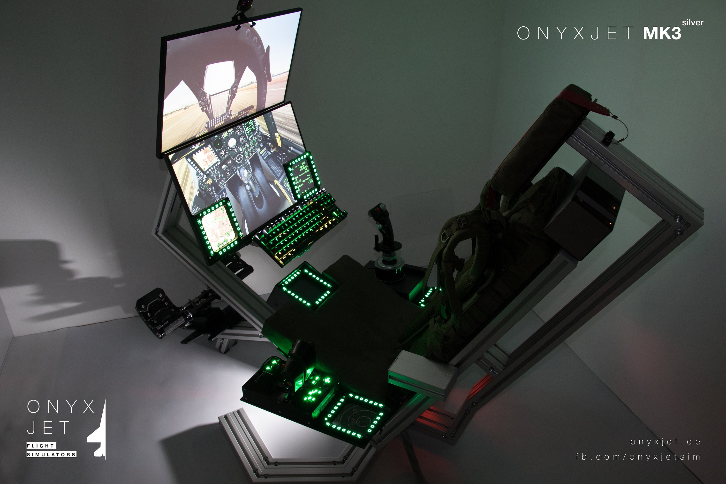 ONYXJET - MK3 Flight Simulator Cockpit / Flight Simulator (Silver)