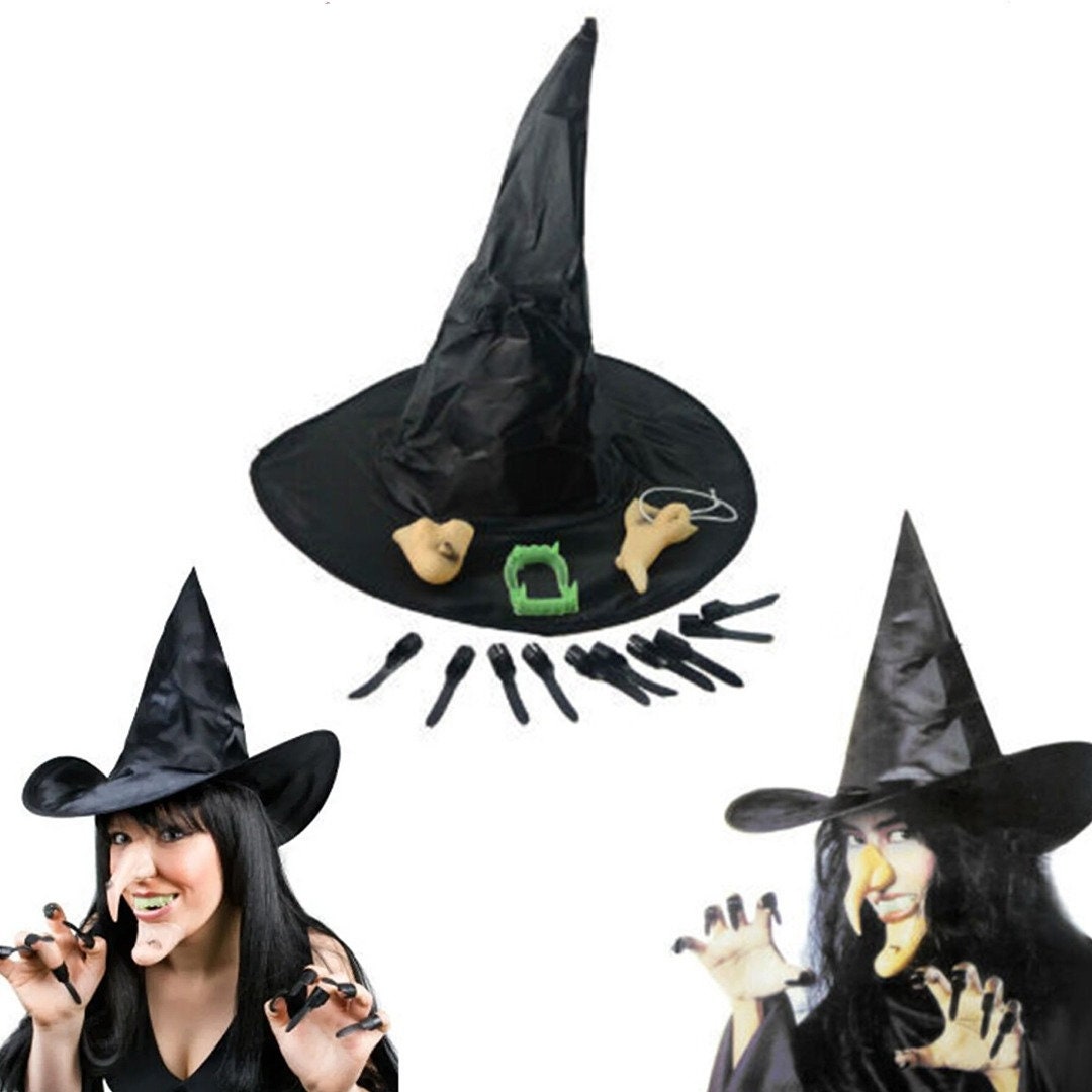 Juego de sombrero de bruja de Halloween para la nariz disfraz de