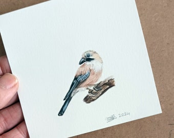 ORIGINAL Vogelportrait, Vogelportrait, Vogelaquarell, Miniaturportrait, Ornithologie, Miniaturkunst, kleines Gemälde, gemalter Vogel