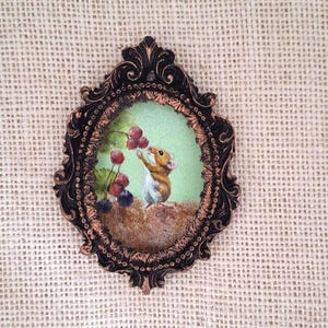 Dipinto originale di un topo in cornice in stile vintage, stile antico, decorazione da parete, dipinto di un topo del vecchio mondo, cottagecore, stile contadino, ornitologia