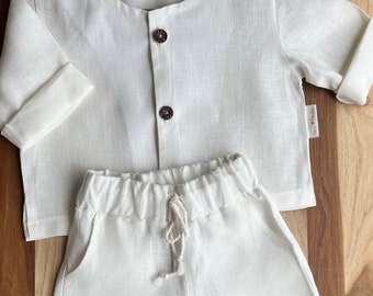 Linen Baptism Suit (Shirt and Shorts)