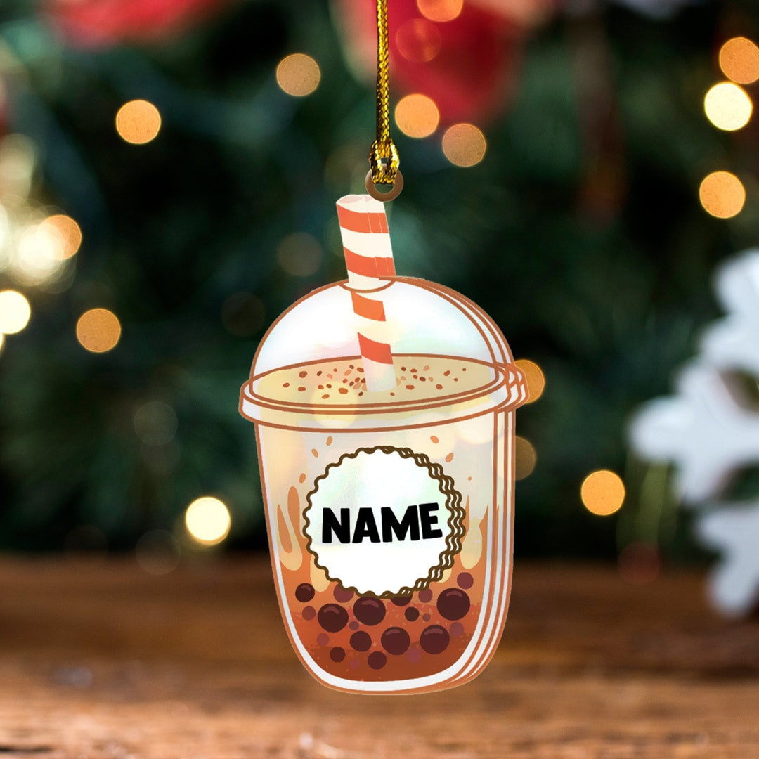 Personalized Boba Christmas Ornament Bubble Milk Tea Etsy
