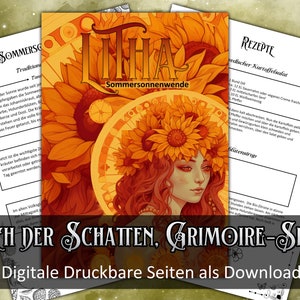 Midsummer Grimoire Pages, Sabbat Pages, Book of Shadows, Witch Festivals, Witchy Download, Pagan Holidays, Litha, Summer Solstice